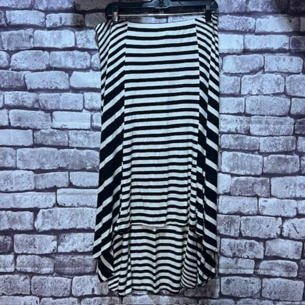 Chico's Black & White Stripe High Low Skirt Size L
